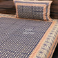 Indigo Kalamkari Single Cotton Bedsheet