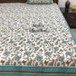 Turquoise Green and Brown Floral Jaal Bedsheet