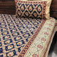 Indigo and Maroon Cotton Kalamkari Super King Bedsheet