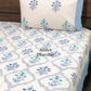 Blue Floral Mughal Jaal Super King Cotton Bedsheet