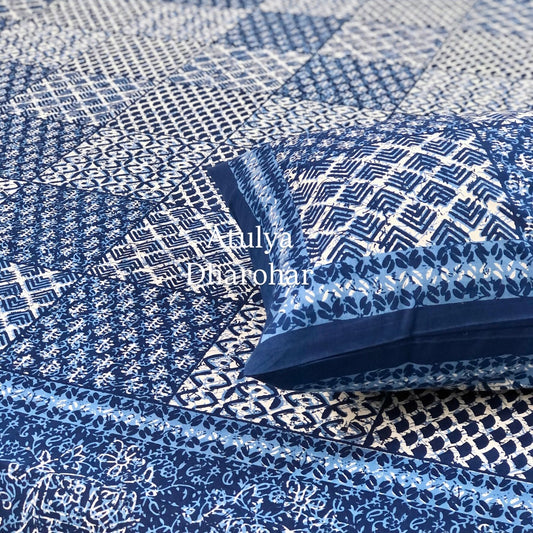 Indigo Cotton King Size Bedsheet