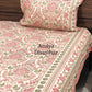 Pink and Green Mughal Jaal Cotton Super King Bedsheet