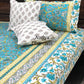 Blue Floral Jaal Cotton King Size Bedsheet