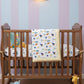 Multicolour Rocket and Galaxy Hand Block Printed Mulmul Baby Dohar