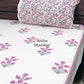 Purple Floral Motifs Hand Block Single Bedsheet