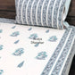 Teal and Grey Floral Motifs Cotton Single Bed Bedsheet