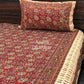 Maroon and Mustard Cotton Kalamkari Super King Bedsheet