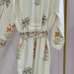 Orange Floral and Palm Tree Hand Block Printed Waffle Cotton Bathrobe