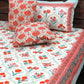 Orange & Pink Tulip Floral Motifs Cotton Bedsheet