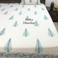 Turquoise Blue Pine Motifs Hand Block Printed Super King Bedsheet