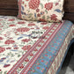 Red and Green Floral Jaal Cotton Super King Bedsheet