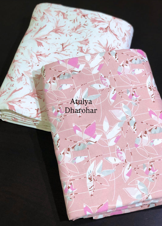 Peach Leaves Motifs Cambric Cotton Single Dohar Pair