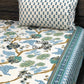 Blue and Green Floral Jaal Cotton Super King Bedsheet