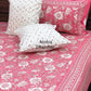 Pink Floral Jaal Cotton Super King Bedsheet