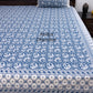 Blue Floral Jaal Cotton Super King Bedsheet