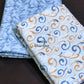 Blue and Brown Cambric Cotton Single Dohar Pair