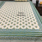 Turquoise and Green Floral Motifs Cotton Single Bed Bedsheet