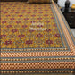 Greenish Mustard and Maroon Cotton Kalamkari King Size Bedsheet