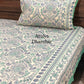 Blue and Green Mughal Jaal Cotton Super King Bedsheet