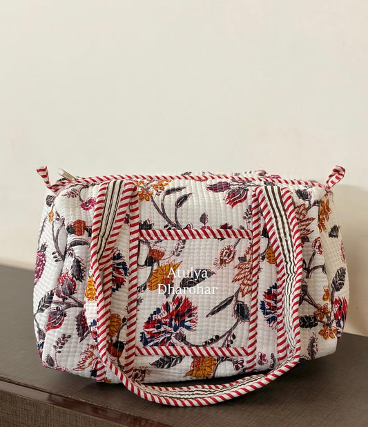 Multicolour Floral Quilted Mini Duffle Bag