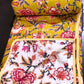 Mustard Green Floral Mulmul Double Bed Dohar