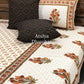 Rust and Green Floral Cotton King Size Bedsheet