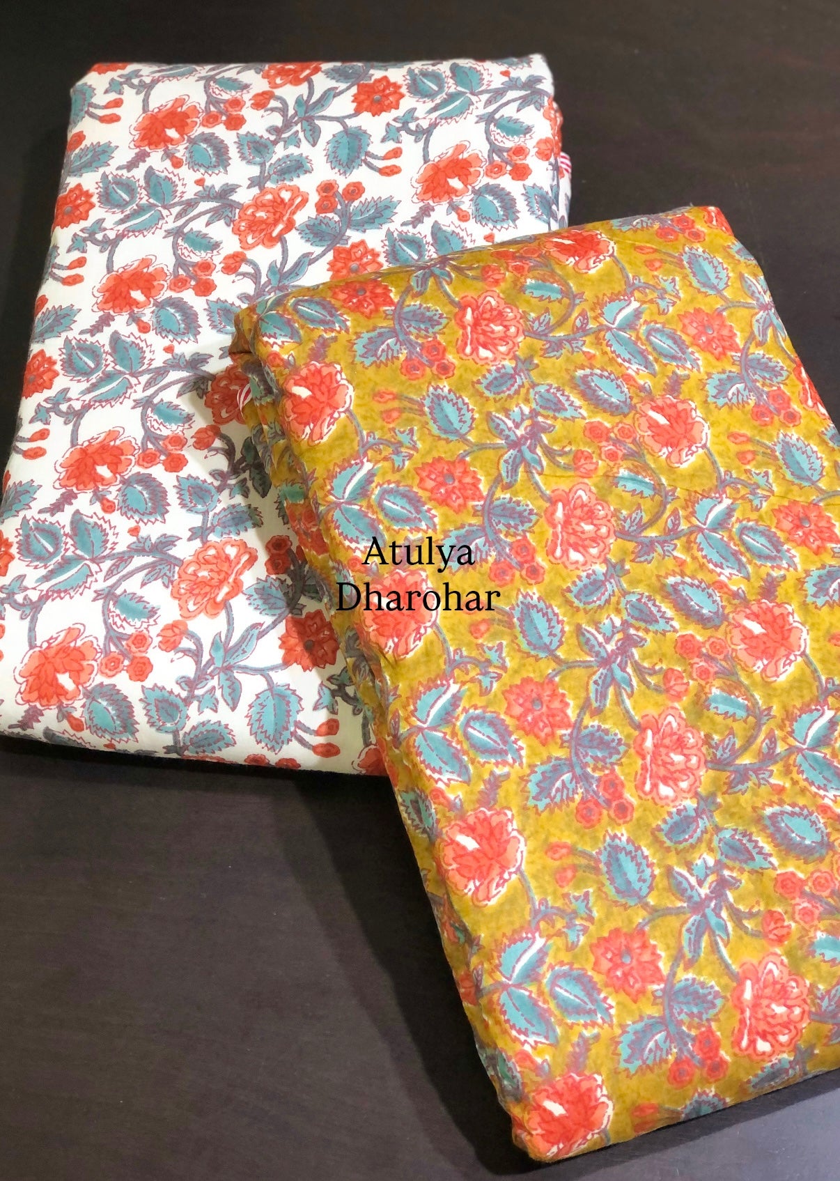 Mustard Floral Jaal Mulmul Single Dohar Pair