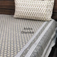 Grey Floral Motifs Cotton Super King Bedsheet