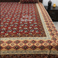 Maroon and Blue Cotton Kalamkari King Size Bedsheet