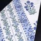 Blue and Green Floral Motifs Hand Block Printed Waffle Cotton Towel
