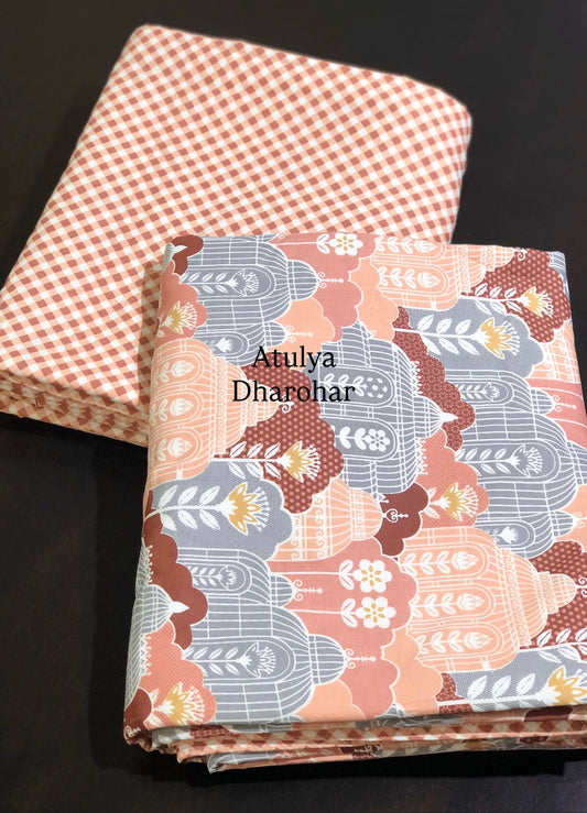 Multicolour Jharokha Cambric Cotton Single Dohar Pair