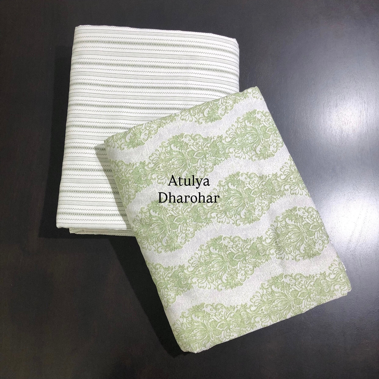 Green Floral Cambric Cotton Single Dohar Pair