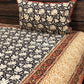 Black Kalamkari Hand Block Printed Super King Bedsheet