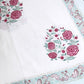 Pink Floral Motifs Percale Cotton Hand Block Printed Super King Bedsheet