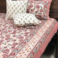 Red and Grey Floral Jaal Cotton King Size Bedsheet
