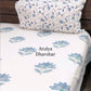 Blue Floral Motifs Hand Block Super King Bedsheet