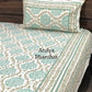 Turquoise Floral Mughal Jaal Cotton Super King Bedsheet