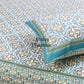 Turquoise and Green Mughal Jaal Cotton King Size Bedsheet