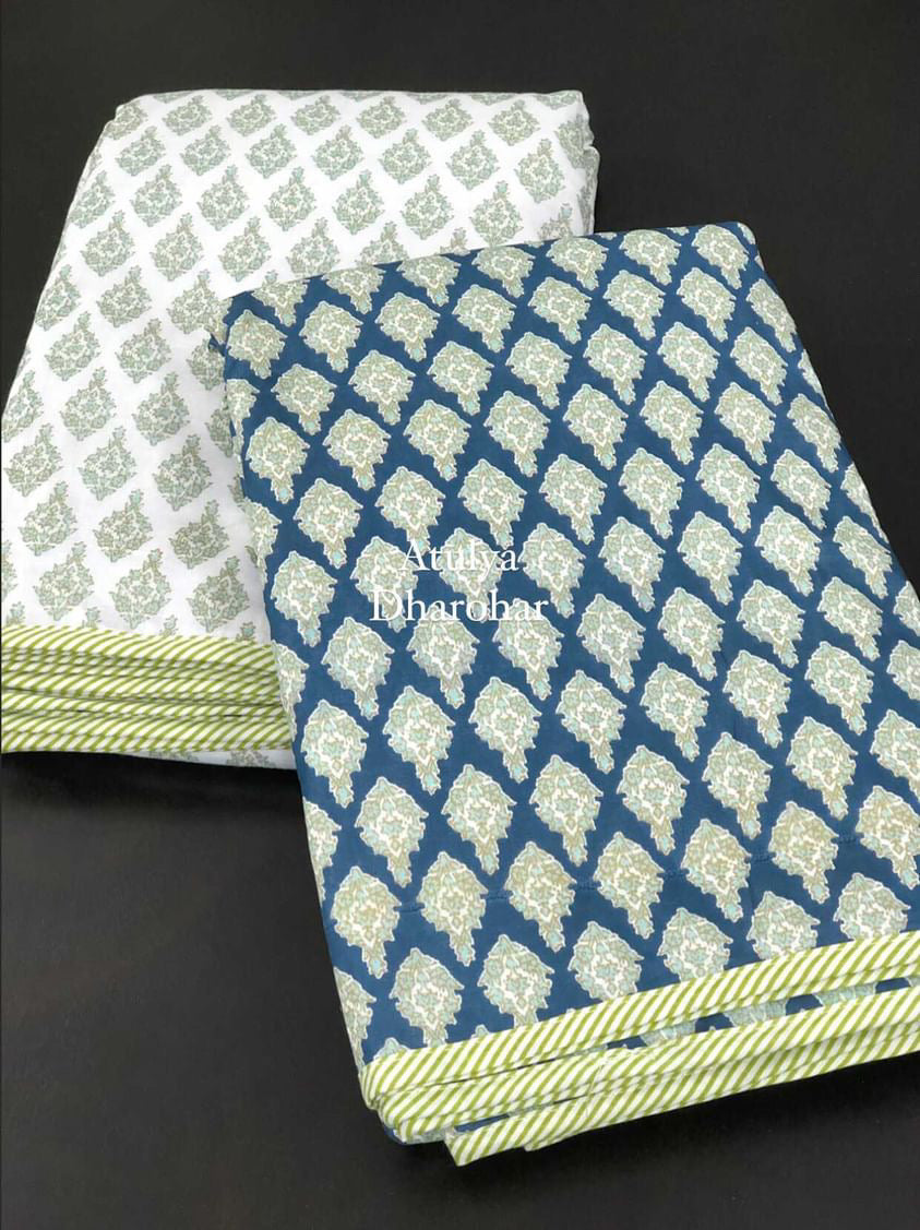 Indigo Butti Single Dohar Pair