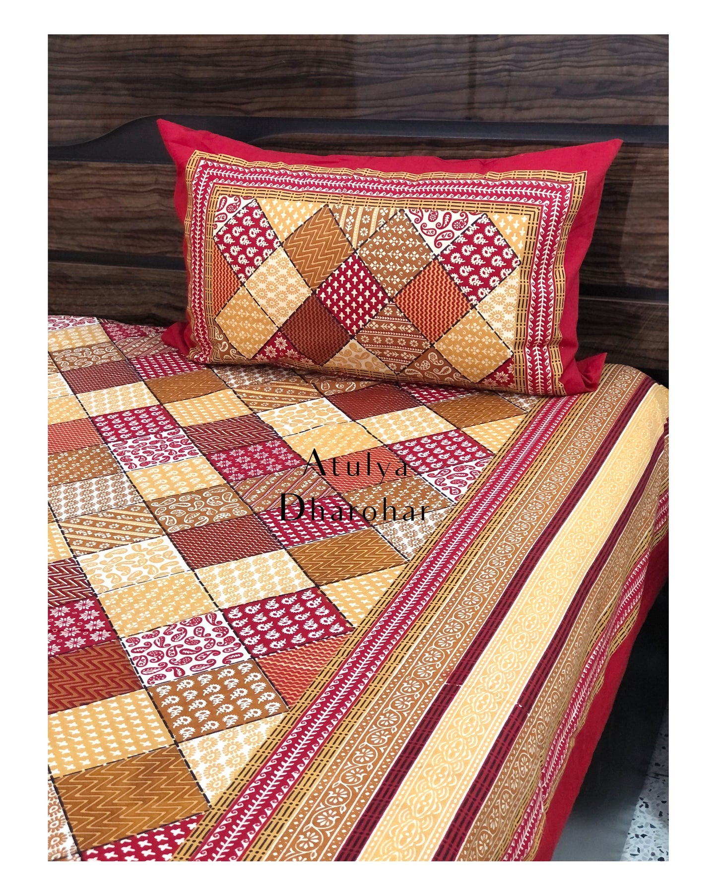 Patchwork Look Kalamkari Bedsheet