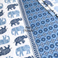 Blue Elephant Motifs Cotton Super King Bedsheet