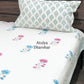 Blue and Pink Floral Motifs Cotton Hand Block Super King Bedsheet