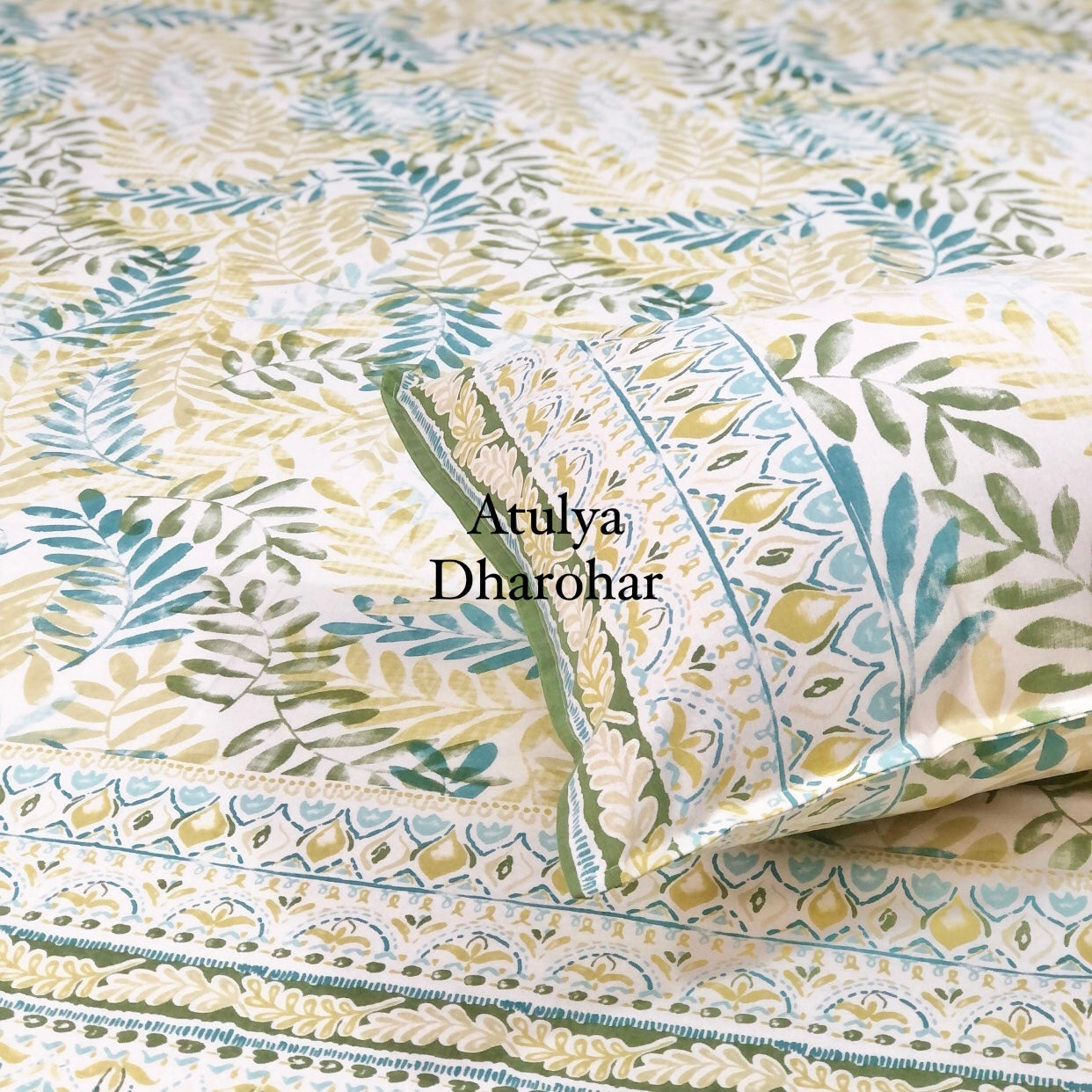Green Leaf Motifs Bedsheet
