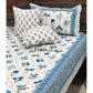 Blue and Grey Mughal Floral Jaal Bedsheet