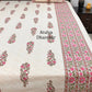 Beige and Pink Floral Motifs Super King Cotton Bedsheet