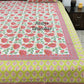 Pink and Green Lotus Jaal Cotton King Size Bedsheet