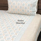 Golden Brown Mughal Jaal Percale Cotton Hand Block Super King Bedsheet