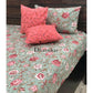 Green and Pink Floral Motifs Bedsheet