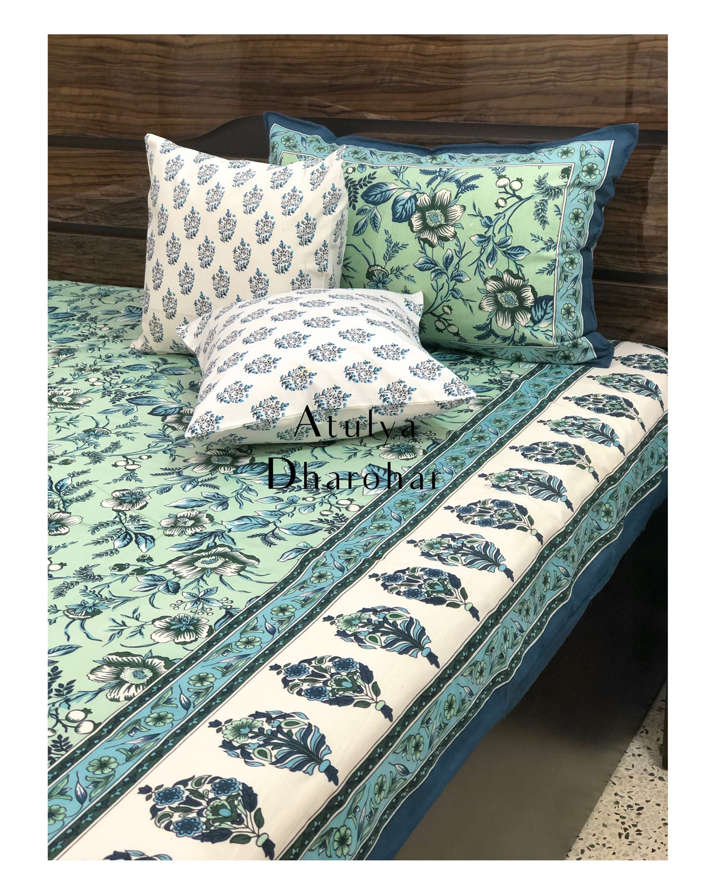 Green Floral Jaal Bedsheet