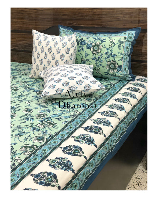 Green Floral Jaal Bedsheet